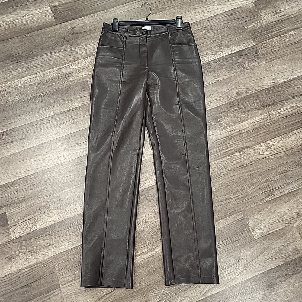 Wilfred Faux Leather Pants, Brown, Size 8